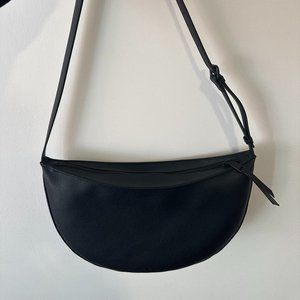 Black Vegan Leather Sling Bag